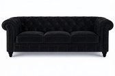 Chesterfield Bank 3-Zits - Velvet Zwart - Fluweel- Sofa