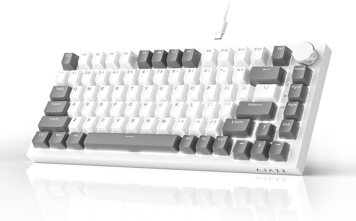 Ajazz AK820 - Mechanisch Toetsenbord 75% - Wit/Grijs thumbnail 2