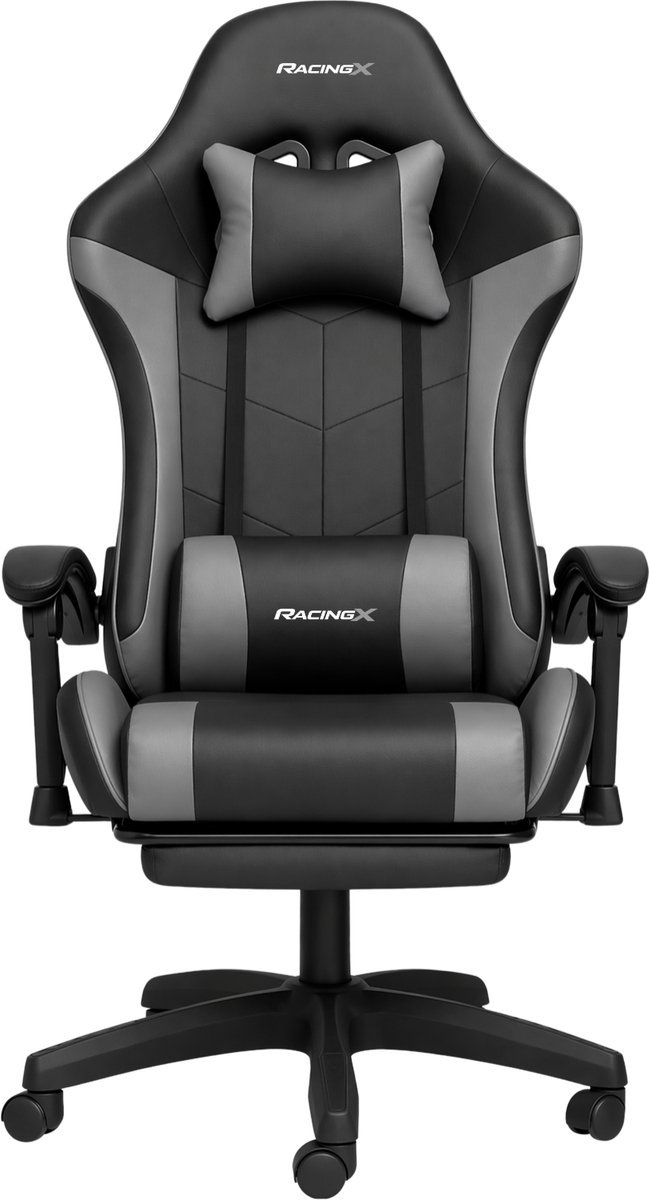 Gamestoelenland RACINGX Gamingstoel Met Voetsteun Zwart/Grijs - afbeelding 2