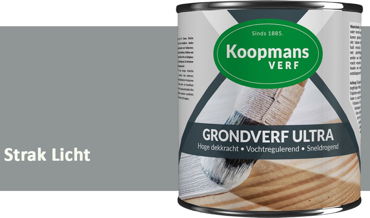 Koopmans Grondverf Ultra – Grondverf Hout & Metaal Binnen en Buiten – Vochtregulerende Primer – Hoge Dekking – Zijdeglans – Strak Licht – 1,5 l