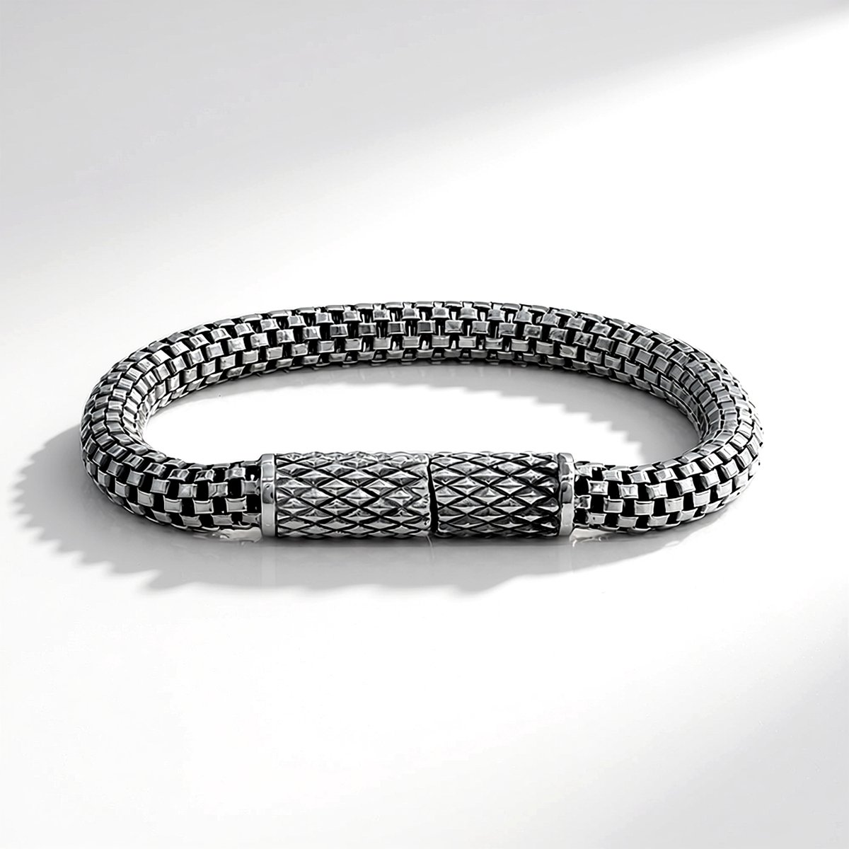 Cavill - Gevlochten Zilveren Armband - 925 Sterling Zilver - Nan Collectie - Elegante Unisex Armband met Veilige Sluiting - 18,4 cm
