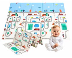 Auto - Speelmat - Inclusief Luxe Opbergtas - Speelkleed - Speelmat Baby - Speelkleed Baby - Speelmat Foam - 150 x 200 cm - Opvouwbaar - Baby Speelgoed 6 maanden - Baby cadeau - Kraamcadeau