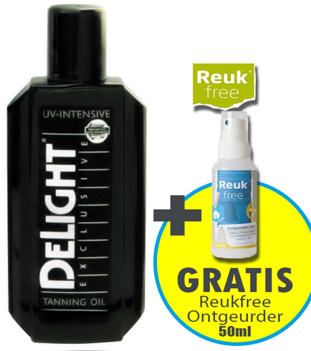 Delight Zonnebankcrèmes COMBI DEAL; Exclusive Tanning Oil UV-intensive (200ml) + Reukfree (50ml)
