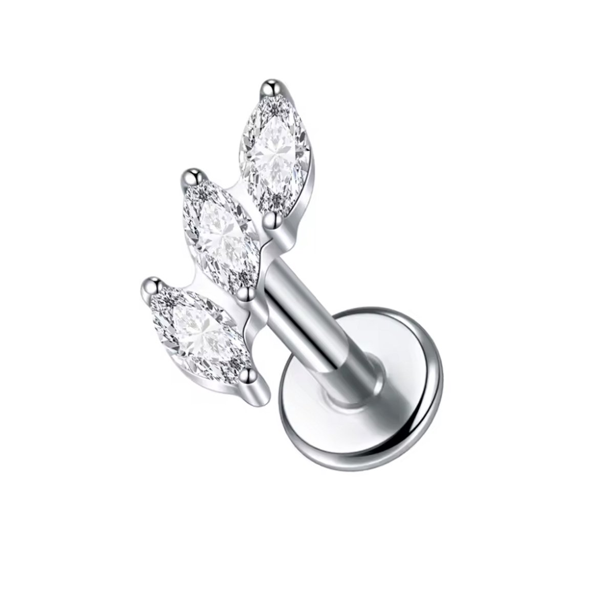 Maevi® Piercing voor Oor - Kleur: Zilver - Formaat: 12 x 6 MM - Titanium - Tragus / Kraakbeen / Helix / Conch - Oorpiercing - Piercing Sieraad - Hoge Kwaliteit - Labret Piercing - Luxe Sieraad - Oorbellen