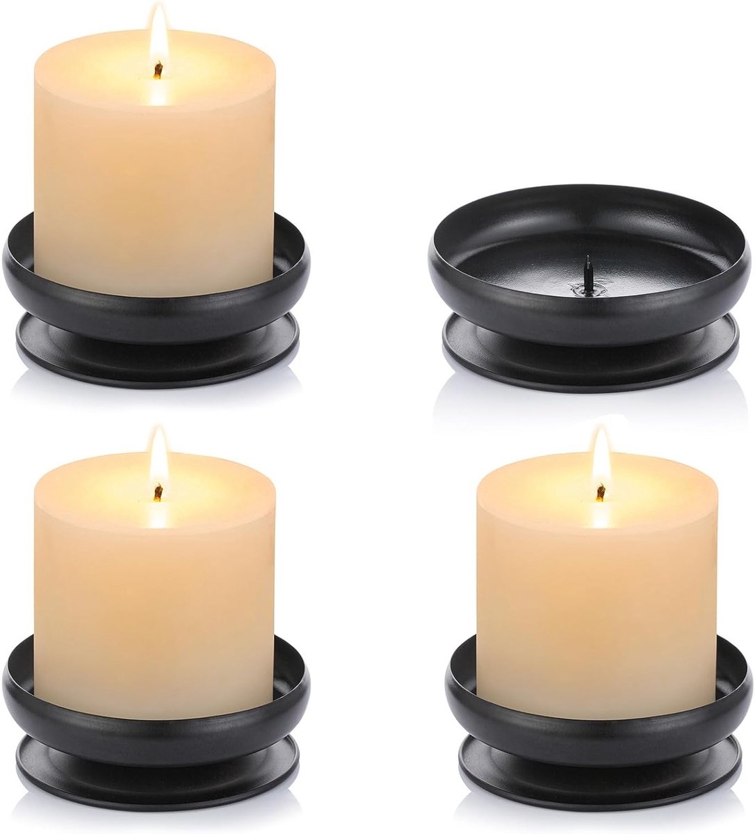 Decoratieve Zwarte Kandelaar van IJzer voor LED en Waskaarsen, 9 cm Diameter, Ideaal voor Spa en Aromatherapie