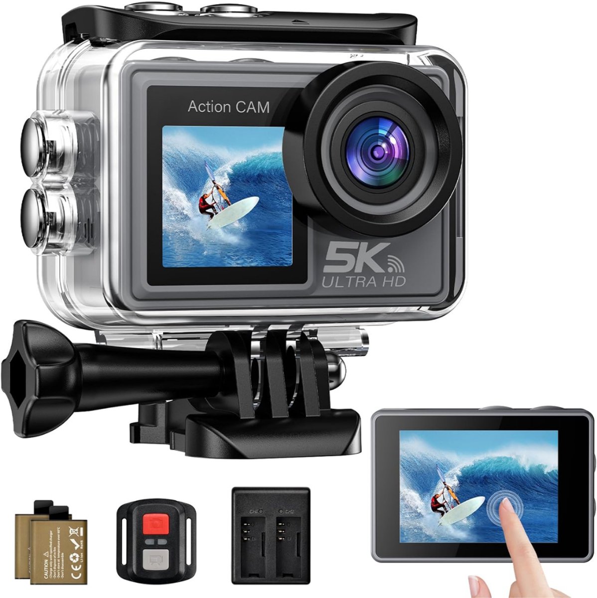 HEZIVO® Onderwatercamera - Camera Onderwater - Fotocamera Waterdicht - Action Camera - 5K/4K - 50MP - 170° Ultragroothoek