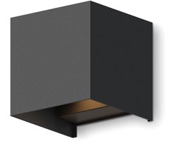Calex LED Wandlamp Bari - Kubus - LED Up & Down - Verstelbare Stralingshoek - 7W - Tuinverlichting - Modern Design - Warm Wit Licht - Zwart