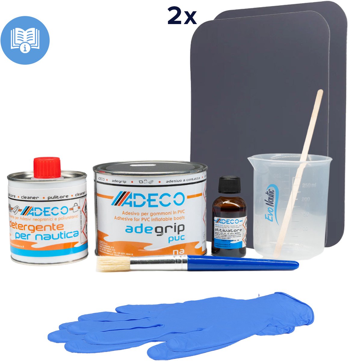 EvoNautic SUP Reparatie Set PVC Compleet Donkergrijs 125 ml