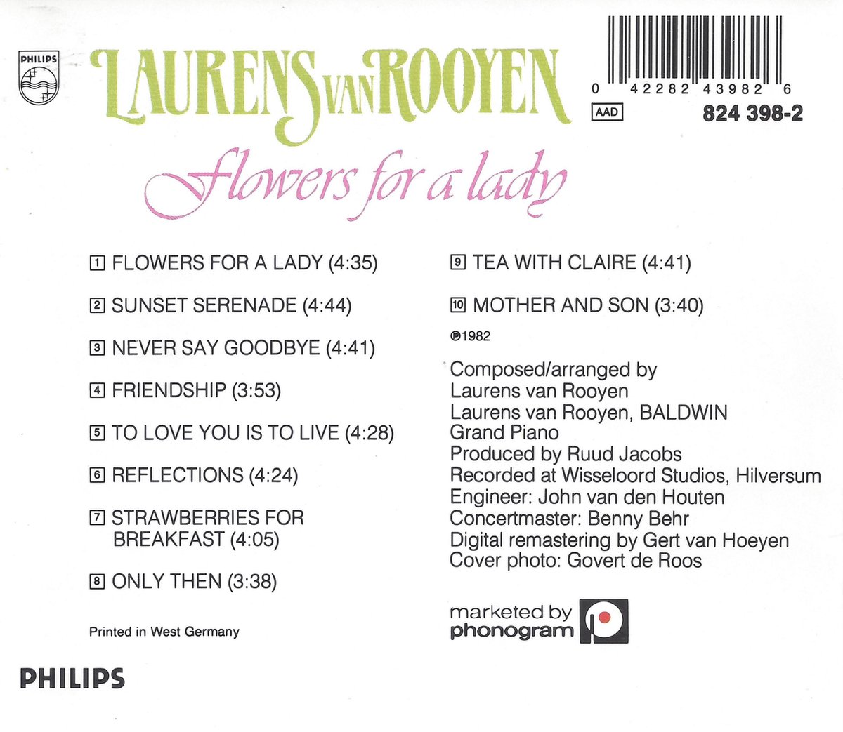 Flowers For A Lady, Laurens van Rooyen CD (album) Muziek