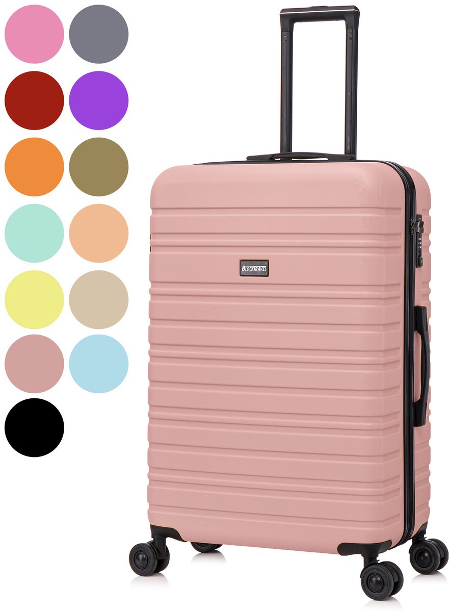 BlockTravel® Reiskoffer Groot 95 Liter - Harde Koffer met Wielen - Ruimbagage Koffer XL - TSA-slot - 4 Spinner Wielen - Lichtgewicht Valies - Rose goud