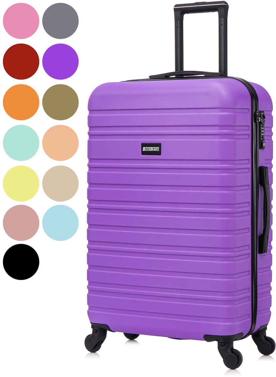 BlockTravel® Reiskoffer Groot 74L - Grote Koffer met TSA-slot - Reiskoffer met Wielen - Valies Grote Koffer - 4 Spinner Wielen - Lichtgewicht Koffer - Ruimbagage Koffer - Koffer Large - 72cm - Paars