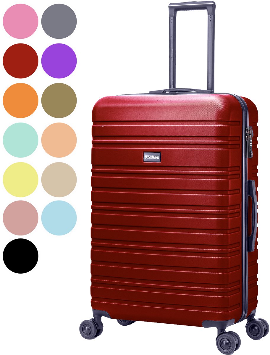 BlockTravel® Reiskoffer Groot 95 Liter - Harde Koffer met Wielen - Ruimbagage Koffer XL - TSA-slot - 4 Spinner Wielen - Lichtgewicht Valies - Rood