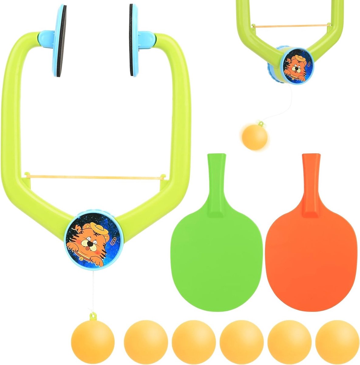 Hanging Table Tennis Set voor Thuisgebruik, Verstelbaar Deursysteem, Portable Ping Pong Trainer met Rackets en Ballen voor Gezinsplezier en Oefening