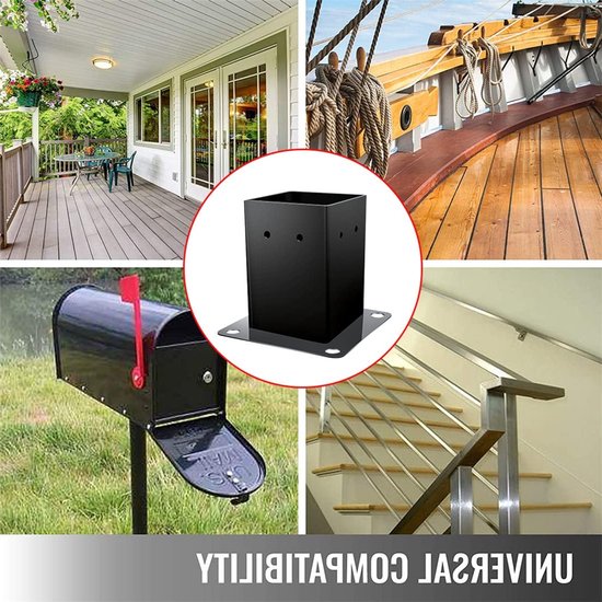 Stevige Stalen Fence Post Ondersteuning voor Tuin, 95mm x 95mm, Inclusief Bevestigingsmaterialen en Duurzame Montage — afbeelding 4