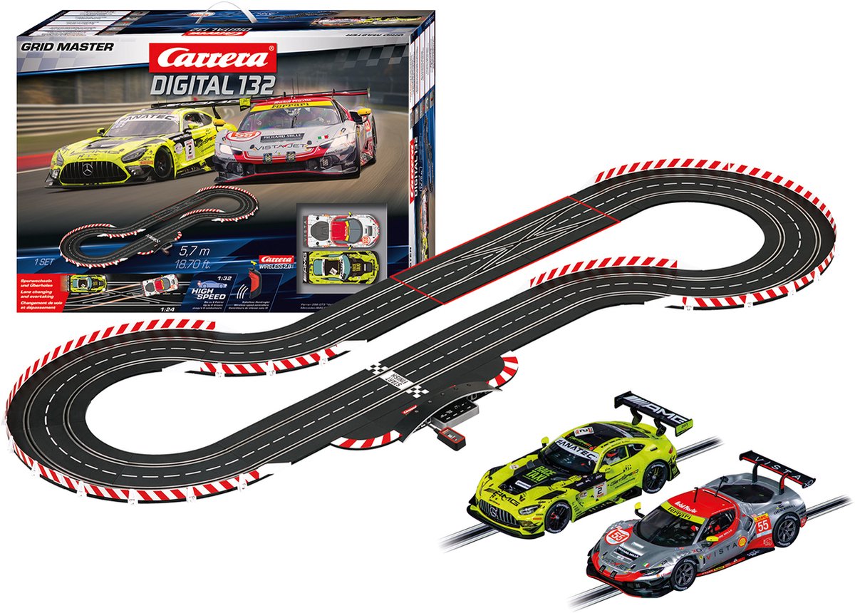 Carrera Racebaan - DIGITAL 132 - Grid Master - Ferrari 296 GT3 AF Corse vs Mercedes-AMG GT3 Evo Getspeed - 5,7m