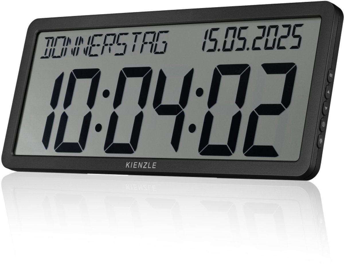 KIENZLE - Radiogestuurde wandklok met datumweergave - Zwart.