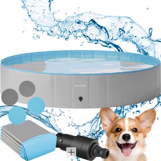 tectake® Hondenzwembad - Hondenpool- Zwembad voor honden - Ballenbak - Opvouwbaar - ⌀160 cm - Extra stevig - Eenvoudig te vullen en te legen