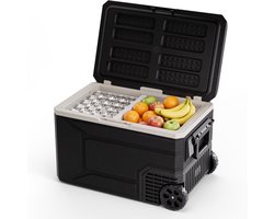 Auronic Elektrische Koelbox – Compressor – 64L – 12V en 240 volt – Camping Koelkast – Frigobox Auto – Met Wielen en Hendel – Zwart