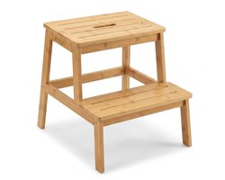 BUDDLEY Opstapje - Keukentrapje 2 treden - Keukentrap - Trapje 2 treden - Houten krukje - Kind - Opstapje volwassenen - Huishoudtrap - Opstapje Hout…