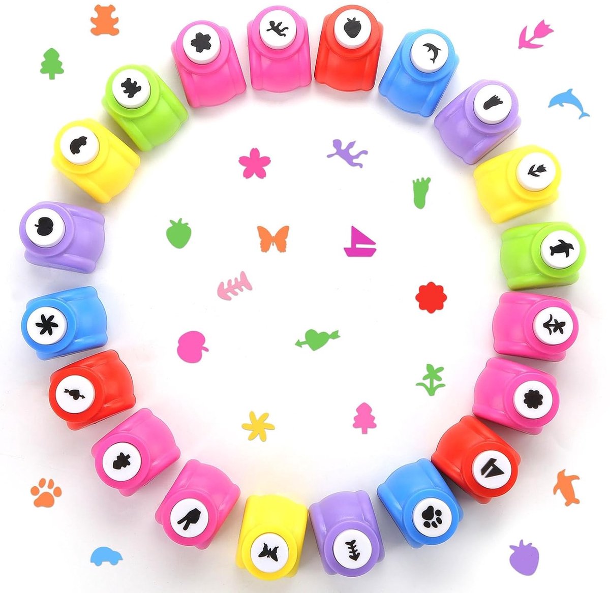 JeiibrZui Mini Motiefponsen Set - 20 Stuks - Ca. 1 Cm Patronen - Scrapbooking En Kaarten Maken - Veelkleurig