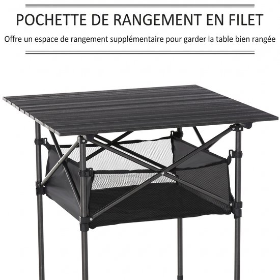 Opvouwbare Campingtafel - Inklapbare Tafel - 70x70x69 cm - Lichtgewicht en Duurzaam - Kampeertafel - Inclusief Draagtas - Voor Tuin, Balkon, Strand & Kamperen - Zwart — afbeelding 2