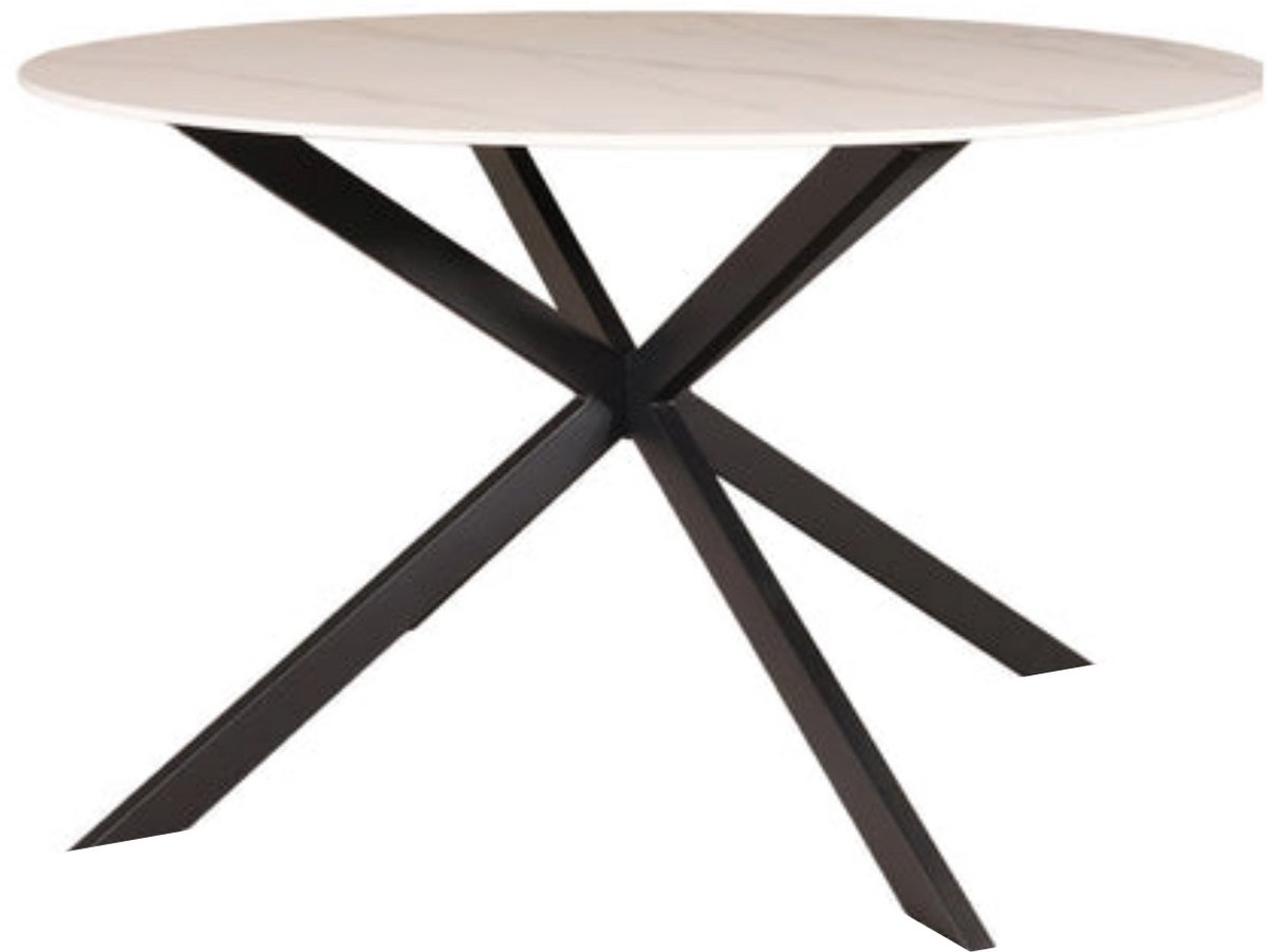 Lizzely Garden & Living Eettafel rond 130cm Jenna marmerlook wit ronde tafel steen