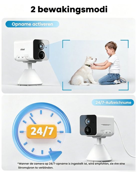 ieGeek Bewakingscamera voor Binnen met Accu - Bewakingscamera voor Binnen - Wifi-IP-Camera - Draadloze Bewakingscamera met Nachtzicht - PIR-Bewegingsdetectie - Tweeweg-Audio - Cloud/Geheugenkaart - mit 32G Karrt - 3Stuks van ieGeek — afbeelding 4