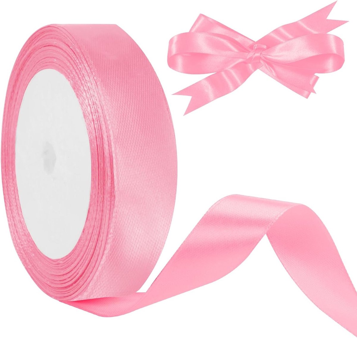 22M Satijnlint 20mm Roze, Versiering Lint voor Kerst, Bruiloft, Feest, Cadeauverpakking en Creatieve Projecten, Home Decoratie