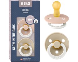 BIBS Colour Glow Fopspeen - 6-18 mnd - 2-pack - Rond - Blush/Vanilla