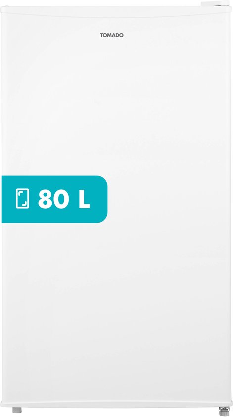 Tafelmodel koelkast 80L wit met vriesvak, LED verlichting, stil 39 dB, omkeerbare deur, energieklasse D