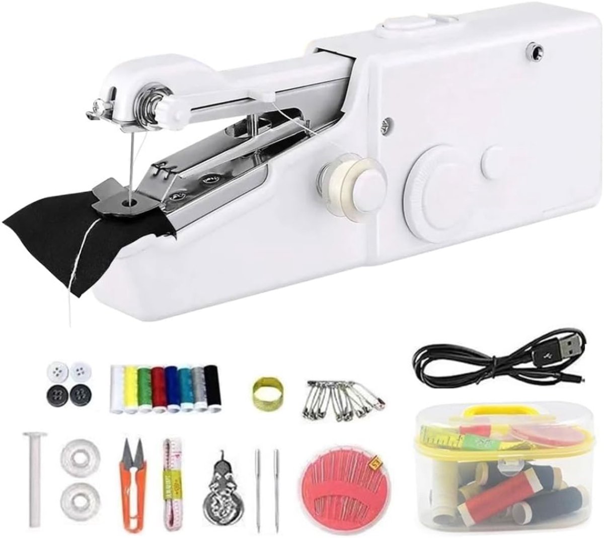 HEZIVO® Handnaaimachine - Draaibare Naaiset - Compacte Naaimachine - USB Oplaadbaar