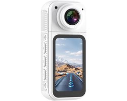 Camera-Mini Bodycam- 1080P HD - Draagbare Pocket Camera met 180° Roterende Lens- WiFi en App Bediening - Ideaal voor Outdoor Fietsen, Vlogs & Beveiliging - Wit