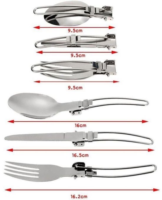 Deze opvouwbare 3-in-1 reisbestekset, bestaande uit een lepel, vork en mes, is ideaal voor kamperen en picknicks. — afbeelding 2