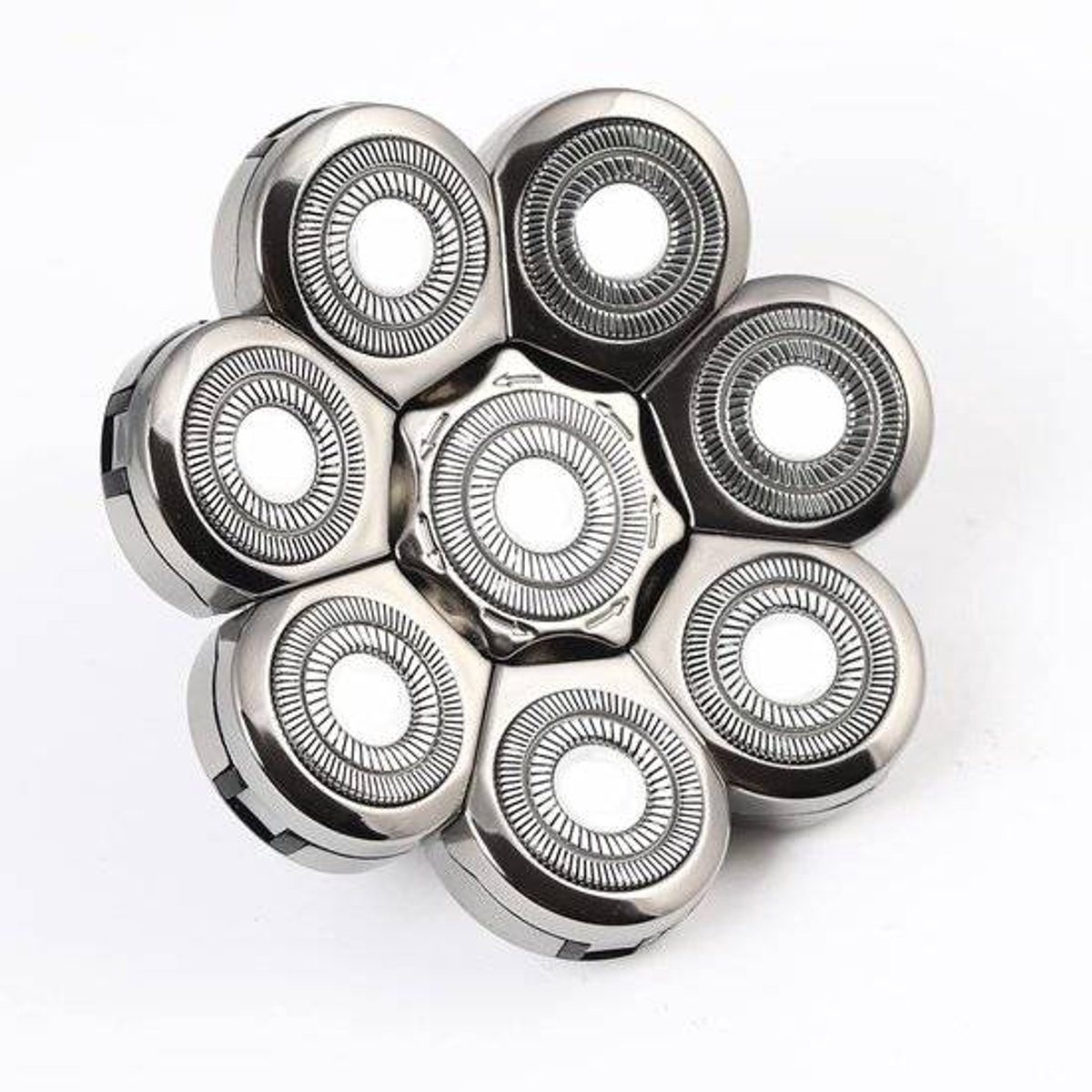 Vervangende scheerkoppen met 8 mesjes geschikt voor elektrisch scheerapparaat voor mannen, vervangende scheermesjes voor kale hoofden, geschikt voor nat en droog scheren, waterdicht (8D zilver)