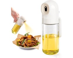 Oil Sprayer - Olieverstuiver Spray Fles - 250 ml - Voor Olijfolie & Azijn - wit - Fine Mist - Keuken Oliespuit - Airfryer Accessoires - Olievernevelaar - Doseerfles - Navulbaar - Glas - BBQ & Salade - Gezond Koken