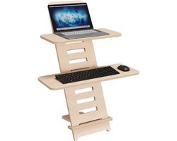 Houten Sta Bureau - In Hoogte Verstelbaar Laptop Bureau - Ergonomische Laptopstandaard - Staand Bureau Standaard - Made In EU