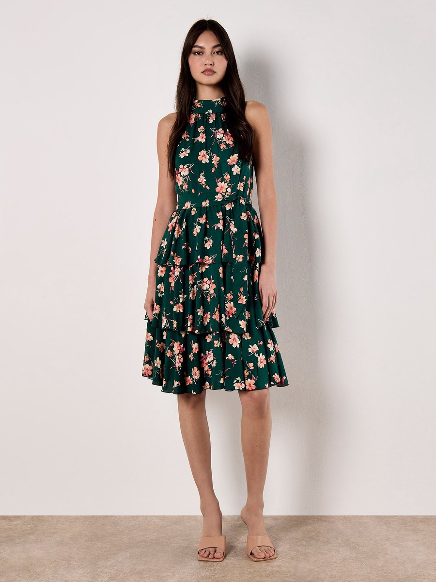 Geblümtes Minikleid mit Neckholder-Ausschnitt