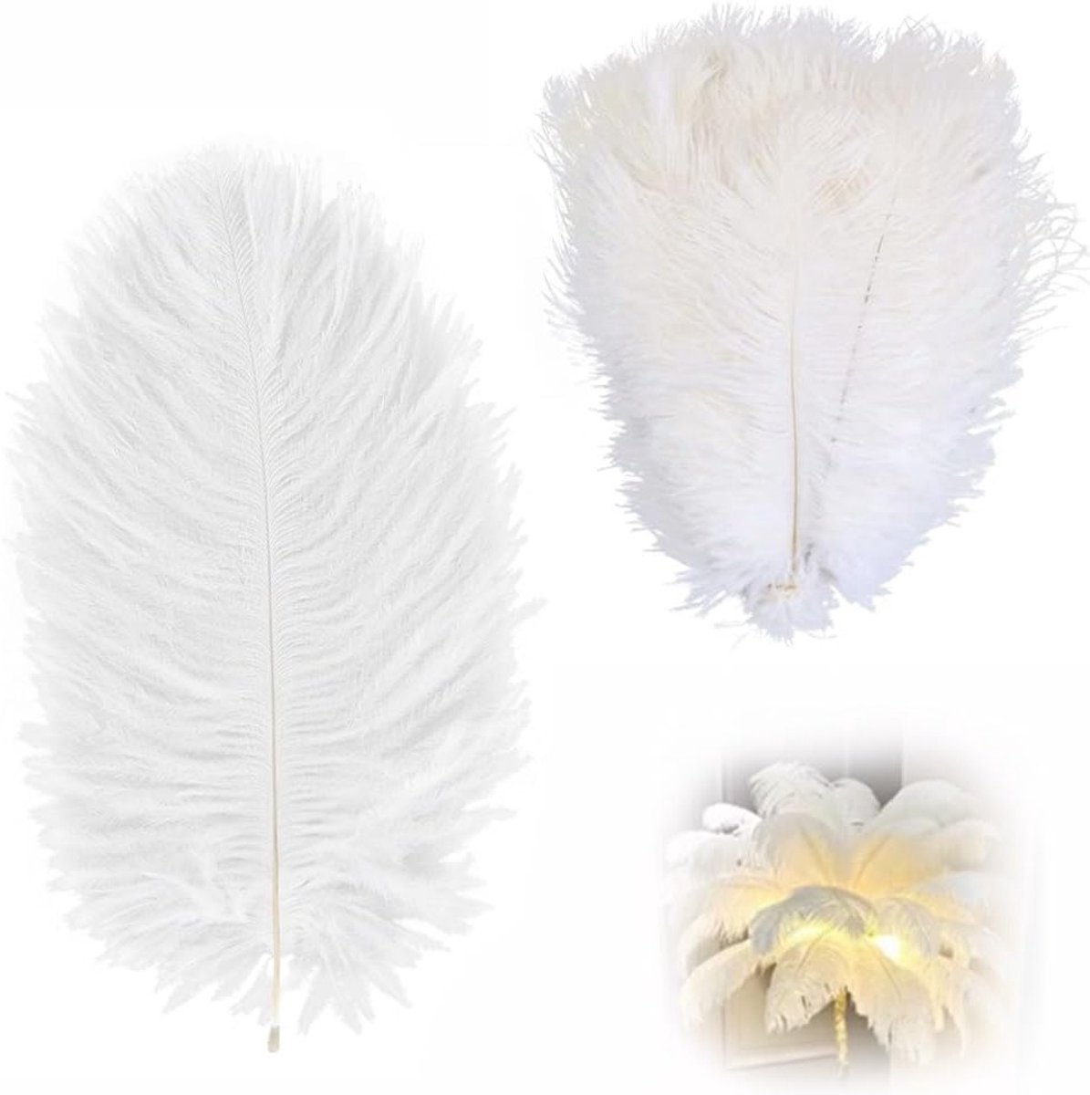 30 Stuks Struisvogelveren 15-20 cm voor Creatieve Projecten, Decoratie en Bruiloften, Natuurlijke Witte Veren voor Thuisdecoratie