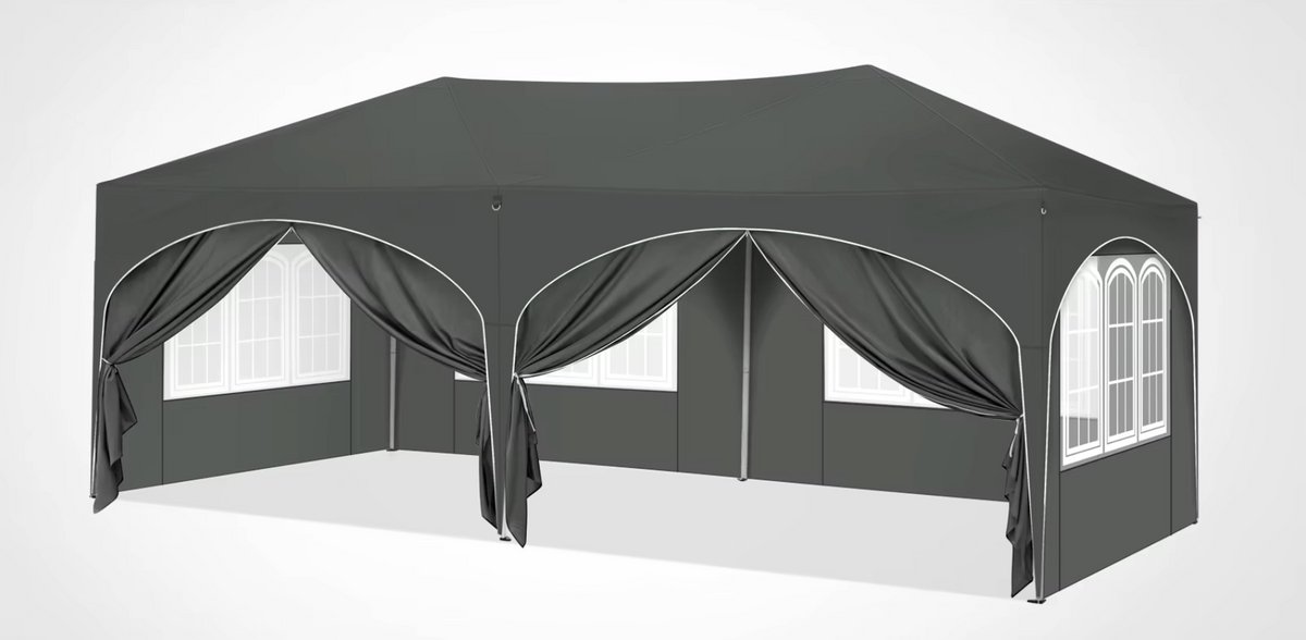 Velmio Partytent - Feesttent - 3x6m - Afneembare wanden - Partytent opvouwbaar - Waterdicht - UV-bescherming - Incl Tas