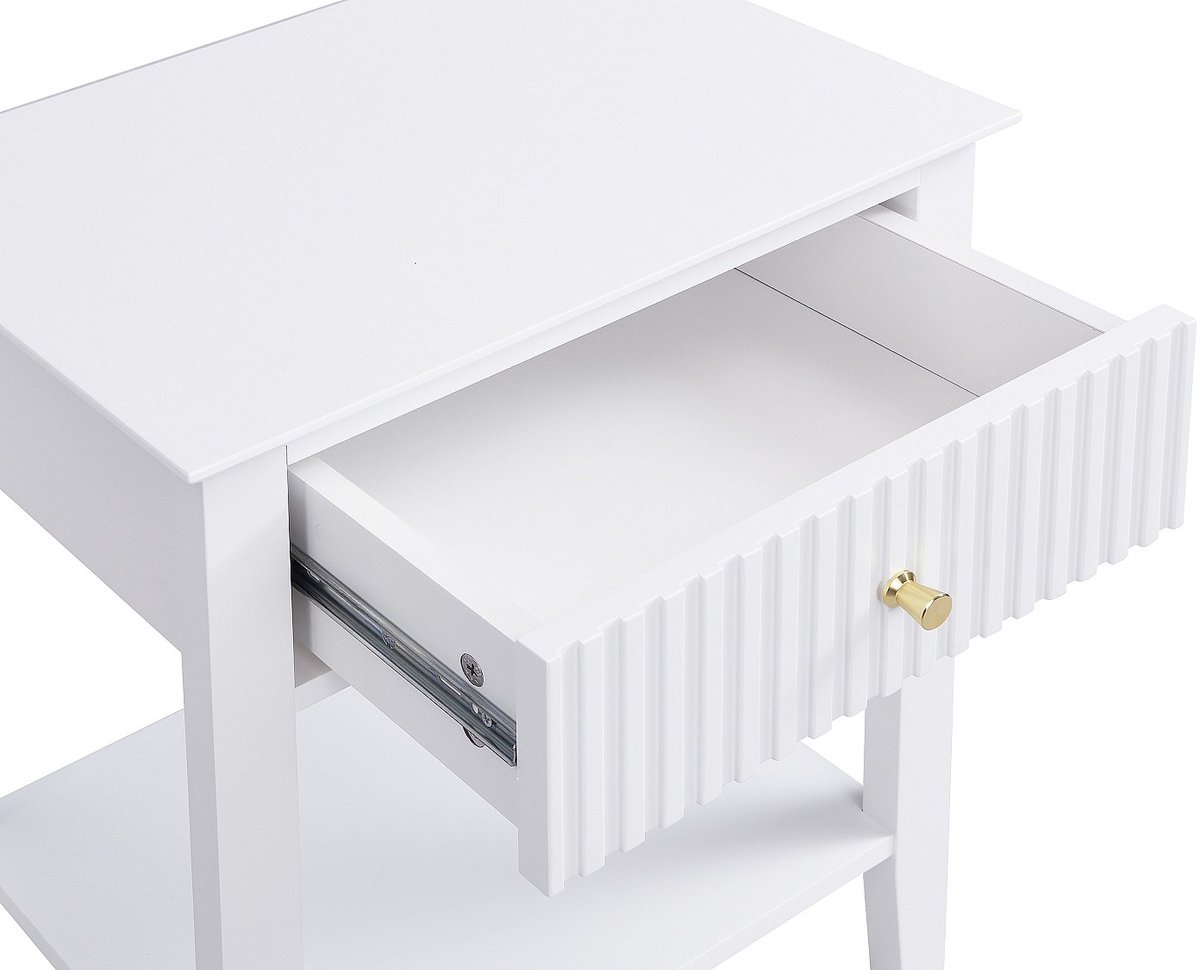 Vente-unique Set van 2 nachtkastjes met 1 lade en 1 plank - MDF - Wit - NIRIVA