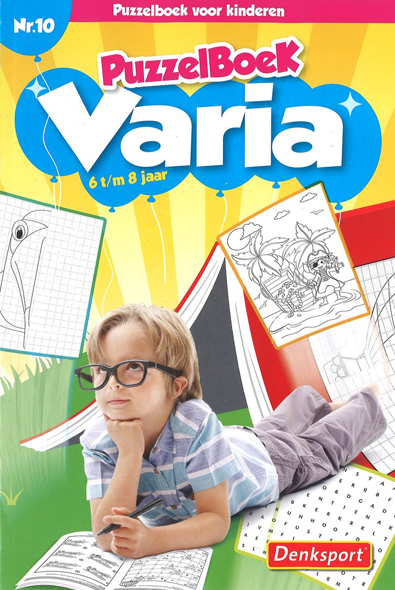 Denksport | Puzzelboek varia 6-8 jaar | Denksport junior | Puzzelboek | Kleurboek | Tekenen | Stiften | Puzzels kinderen | Puzzelboek kinderen | Puzzel | Puzzelboekje | Denksport puzzelboekjes | Woordzoeker | Woordzoekers voor kinderen