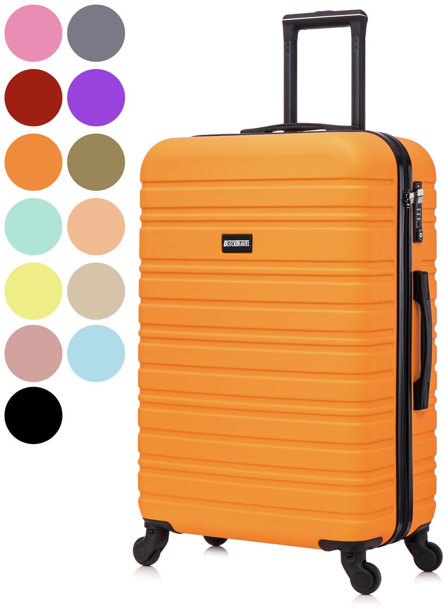 BlockTravel® Reiskoffer Groot 74L - Grote Koffer met TSA-slot - Reiskoffer met Wielen - Valies Grote Koffer - 4 Spinner Wielen - Lichtgewicht Koffer - Ruimbagage Koffer - Koffer Large - 72cm - Oranje