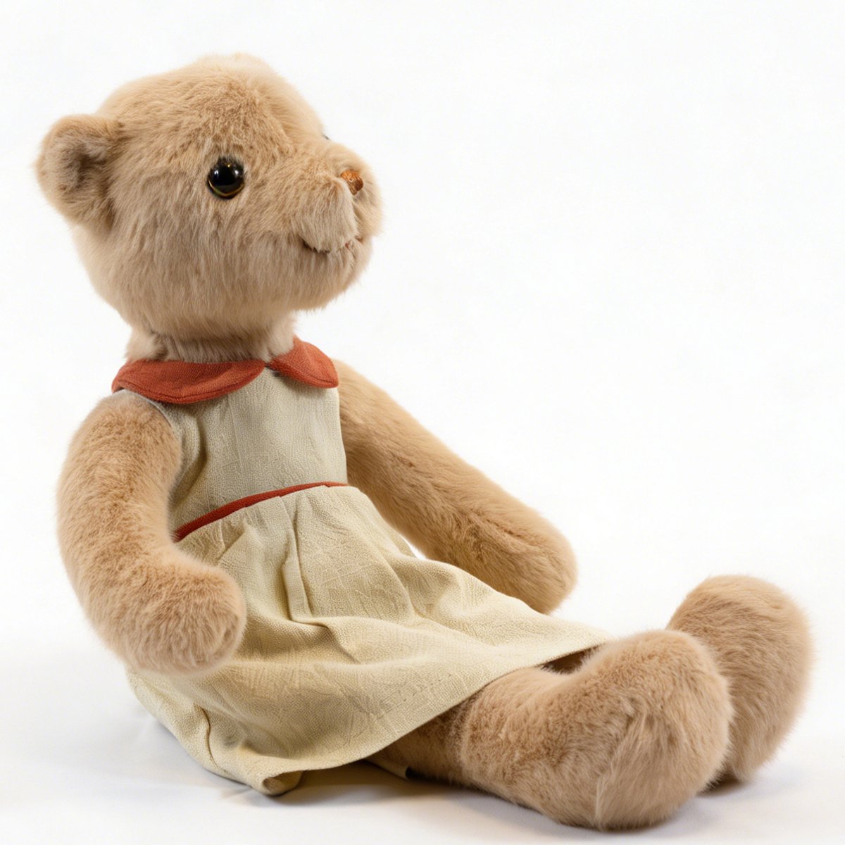 Bloemetje & Bear -Milo Pluche Beer 35 cm - Zachte Knuffel met Oranje Kraagjurk - Cadeau voor Kinderen en Volwassenen