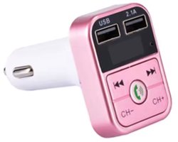 Bluetooth auto FM-transmitter - MP3-muziekspeler - Handsfree bellen - USB-poort met oplaadfunctie - Roze