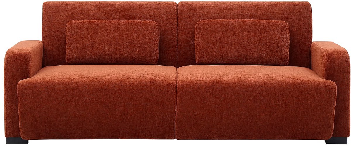 Vente-unique Driezitsslaapbank - clic-clac in terracotta chenille stof - LOMARIO