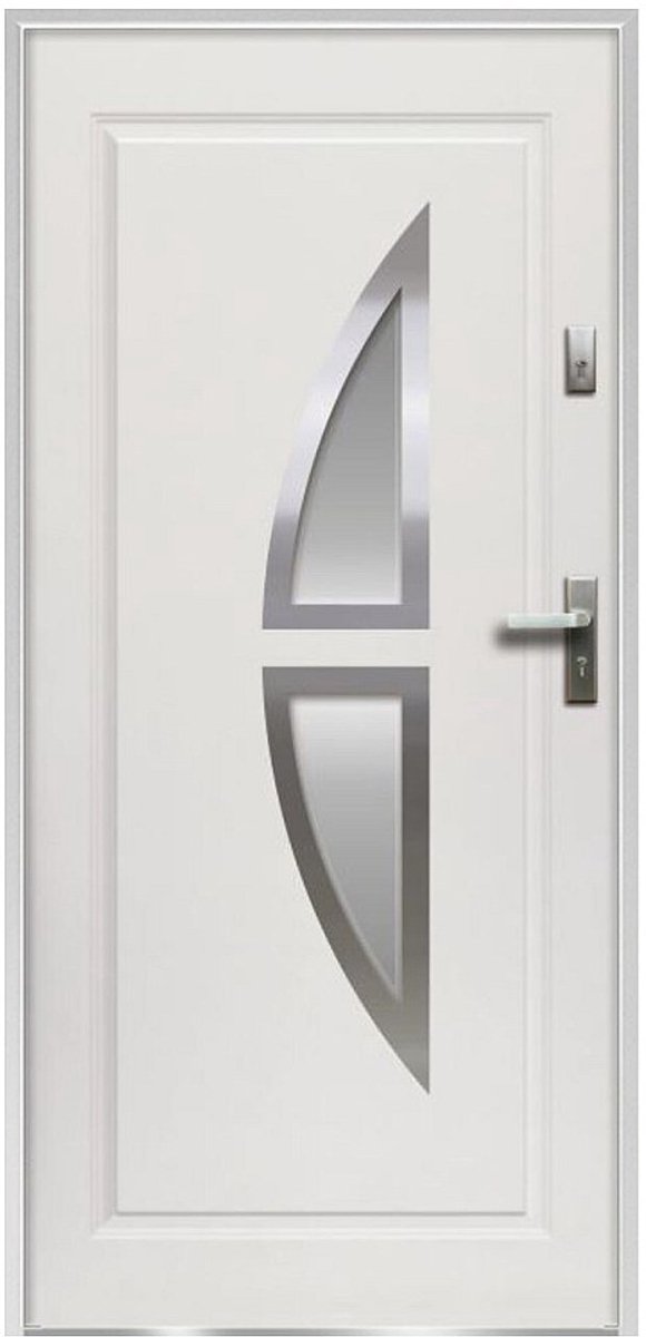 Vente-unique Toegangsdeur in roestvrij staal H 207 x B 100 cm wit - 55 cm dikte - linkerdeur - COVAS