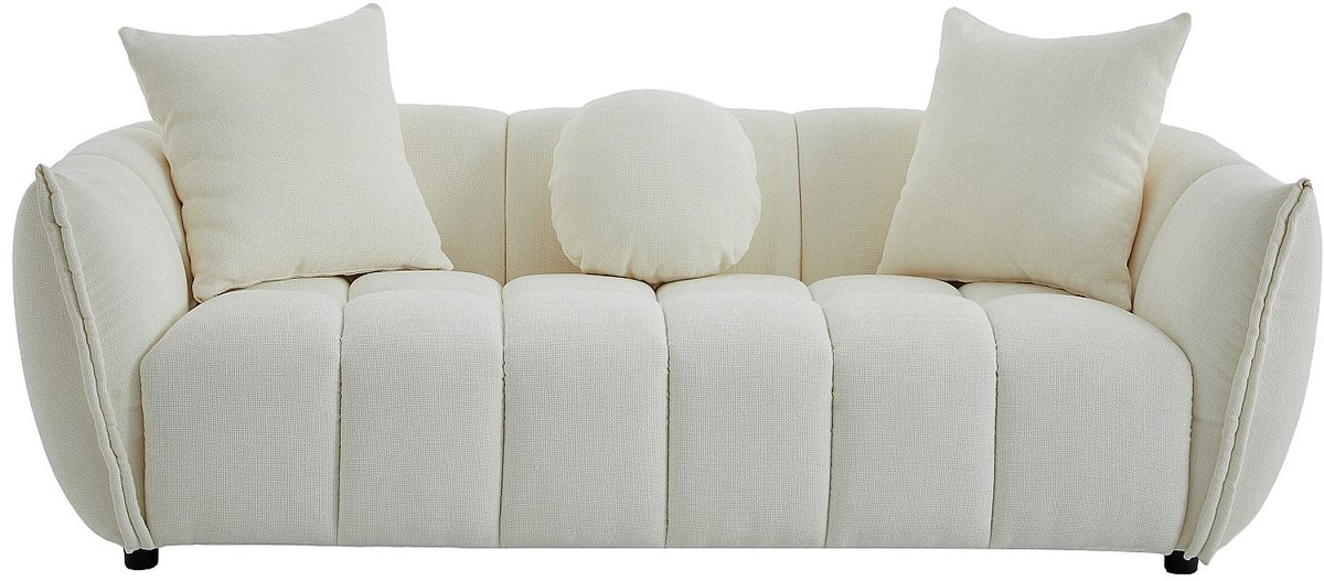 Vente-unique Driezitsbank in beige getextureerde stof GONOLON