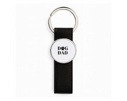 Hacebo® - Dog dad Zwart lederen sleutelhanger - Honden - Familie mensen die een hond hebben - sleutelhangers - vaderdag - Cadeau - sleutelhanger - 3 x 10.5 CM