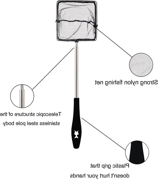Verstelbaar Schepnet voor Aquarium met Telescopische Steel, 10 cm, Zwart - Perfect voor Visverzorging en Onderhoud van Merkloos — afbeelding 2