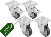 AMIG Zwenkwielen 80mm Set van 4 Rem+Zonder - 210kg Rubber Meubelwiel